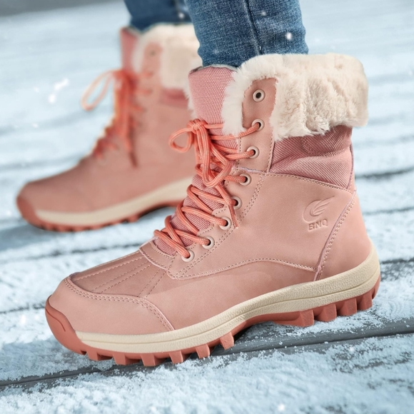 Winter Snow Boots for Womens Hiking Boots, Waterproof Non-Slip Outdoor Fur Warm - Picture 1 of 12